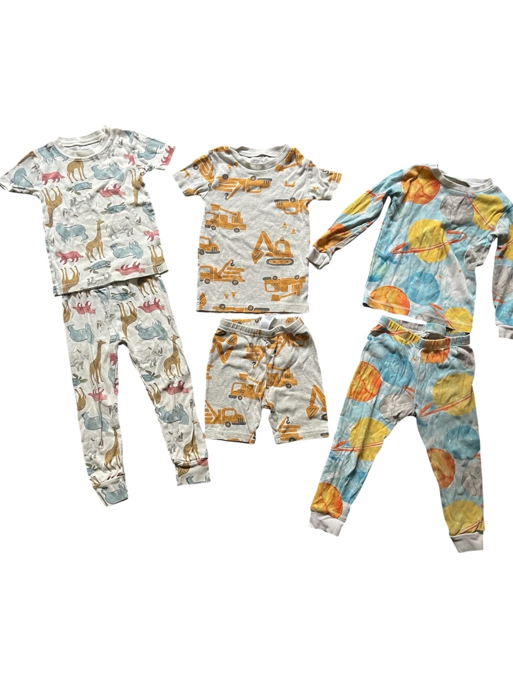 Pajama Bundle 3 Pairs Carter’s & Cloud Island Space Safari & Trucks Size 2T